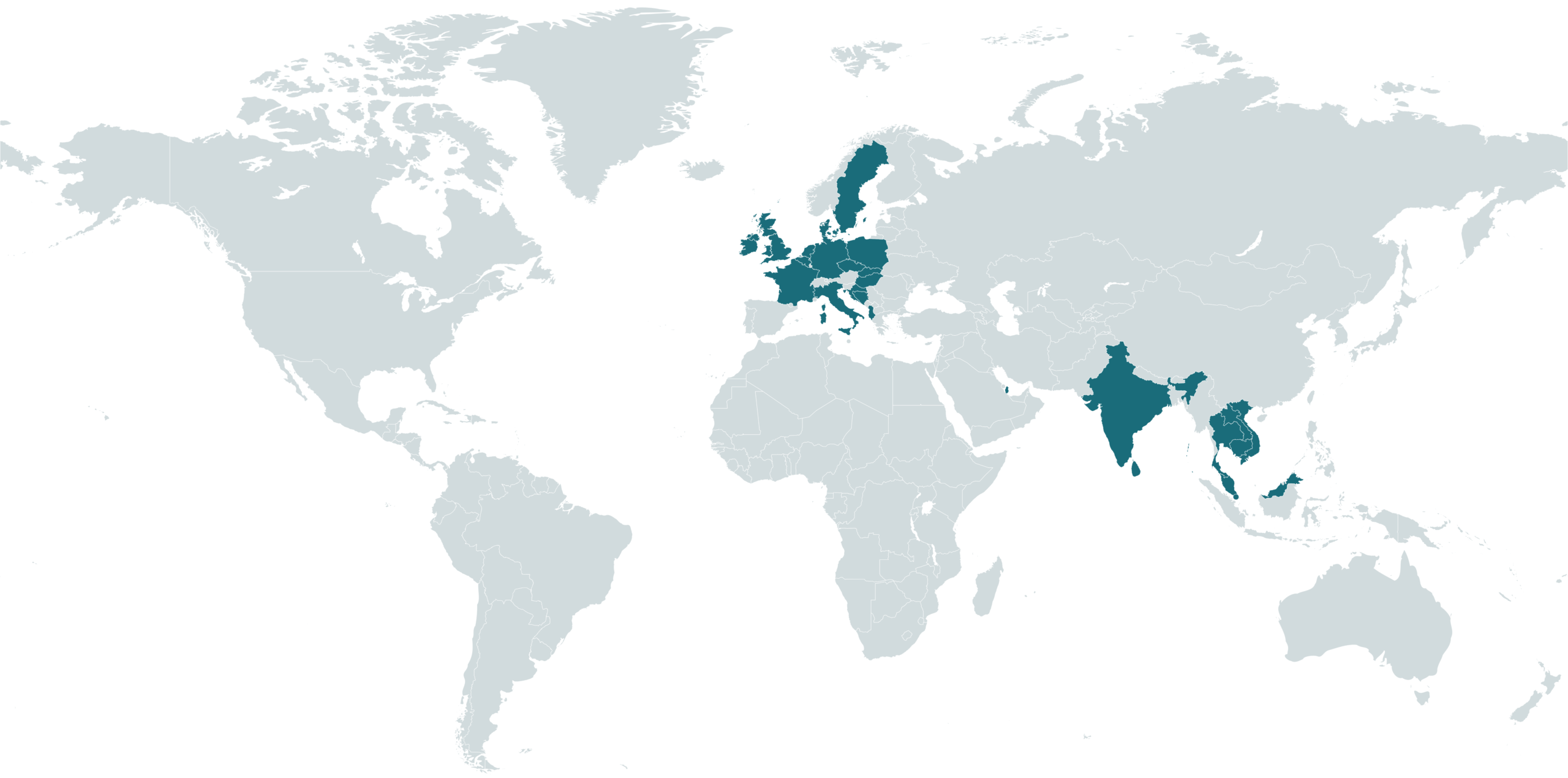 A map to show the countries I've visited and the destinations I'll share guides and information about here on the blog