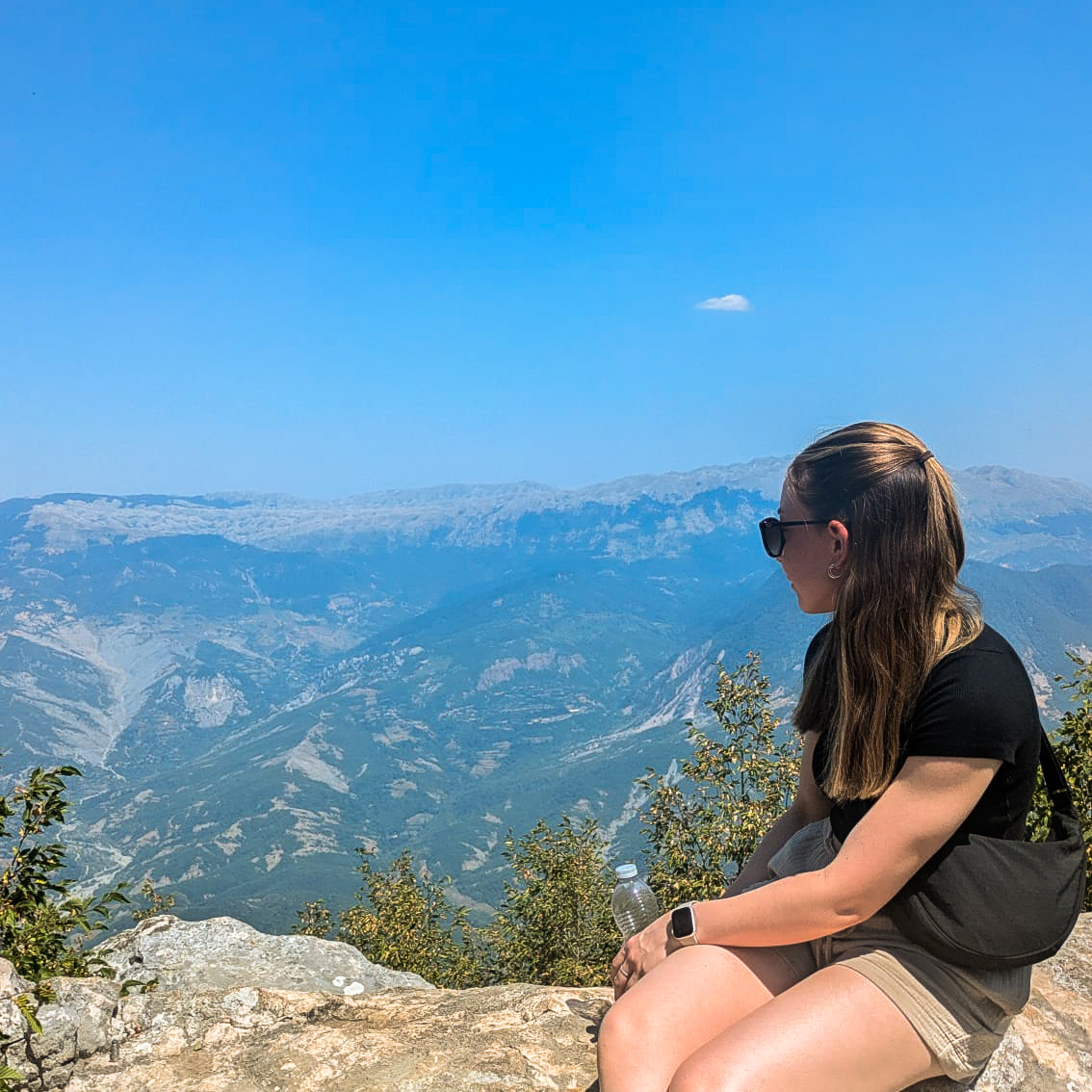 Views of mountains on the other side of Dajti Mountain after a hike through the national park right near Tirana