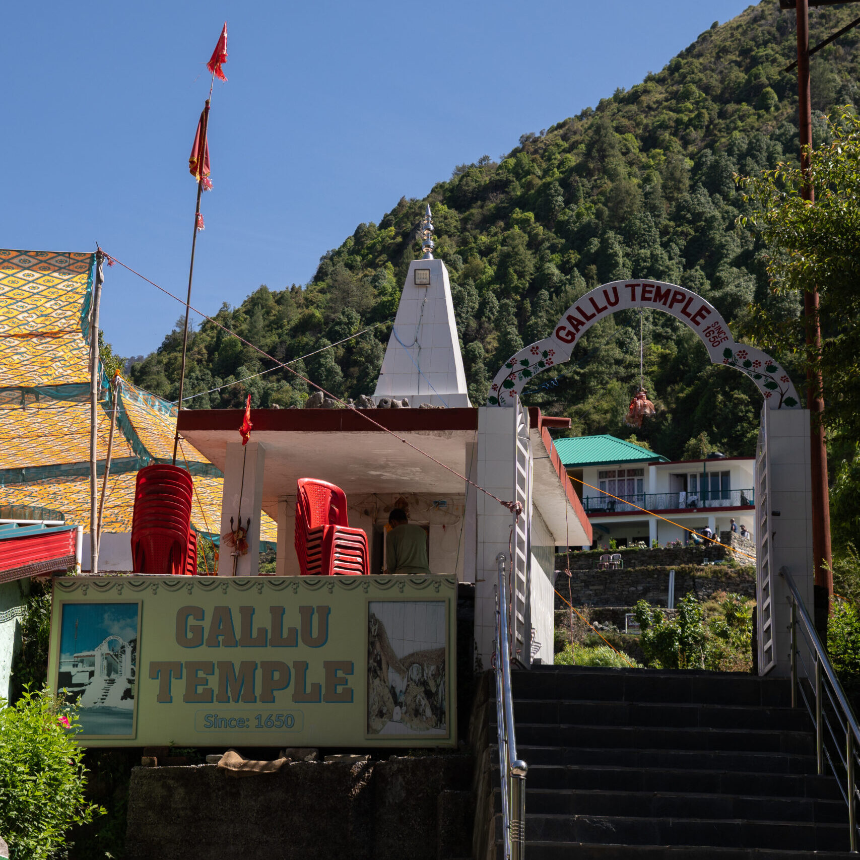 Gallu Temple in Dharamshala which acts as the main start point for the Triund Trek