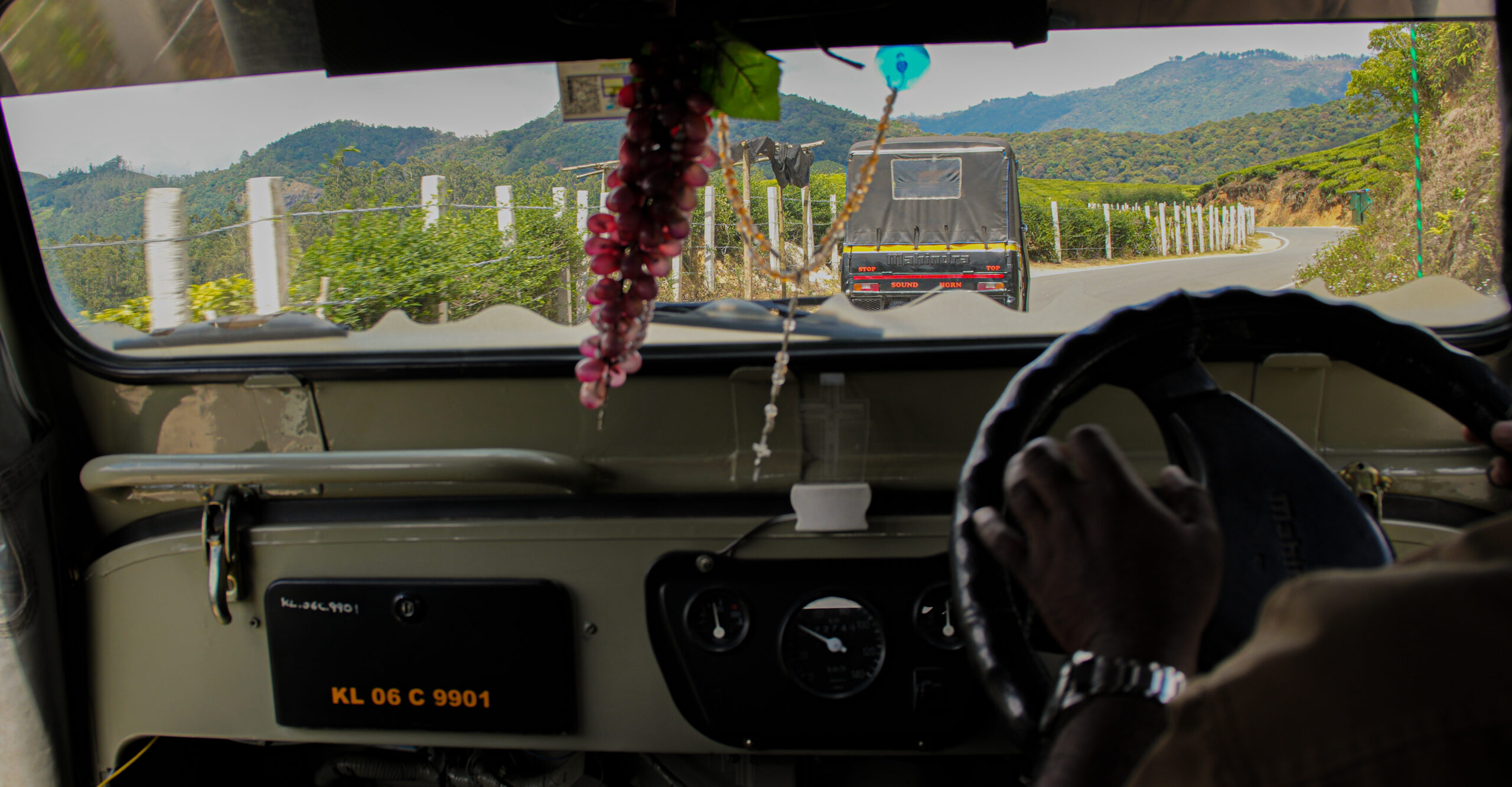 The view of the beautiful nature around Munnar during the Jeep Tour