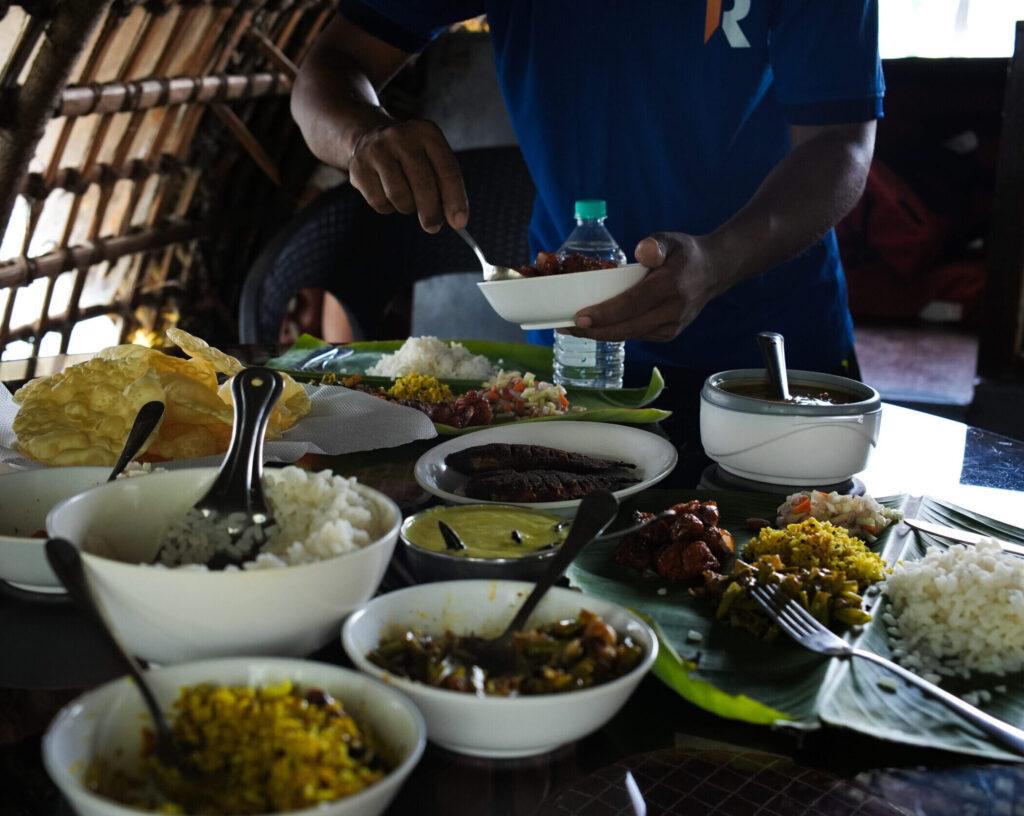 Lunch on the traditional houseboat on Alleppey backwaters