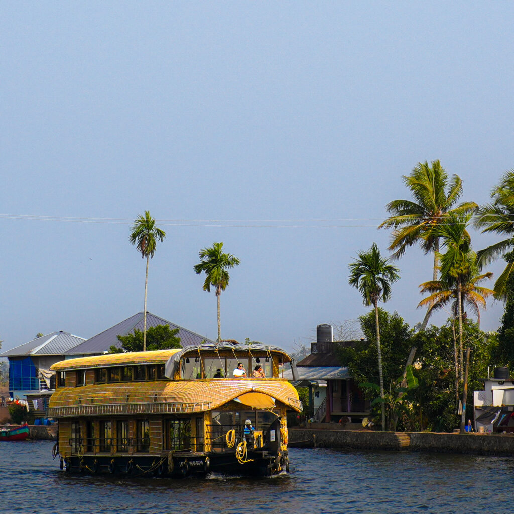 Our Private Deluxe Overnight Houseboat ready to explore the backwaters of Alleppey, Kerala.