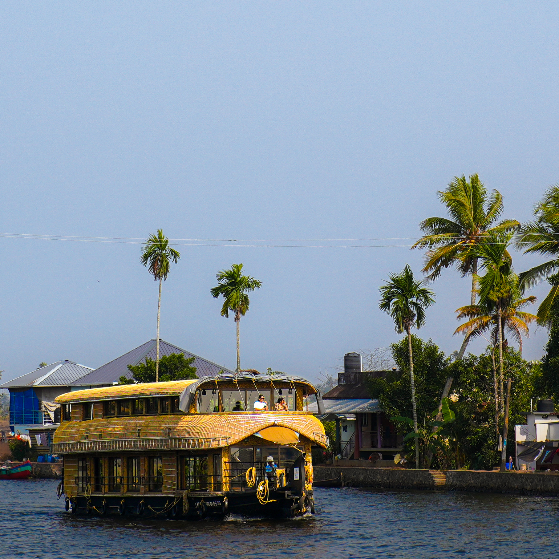 Our Private Deluxe Overnight Houseboat ready to explore the backwaters of Alleppey, Kerala.
