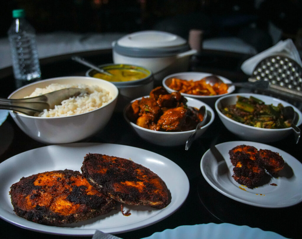 Dinner on the traditional houseboat on Alleppey backwaters