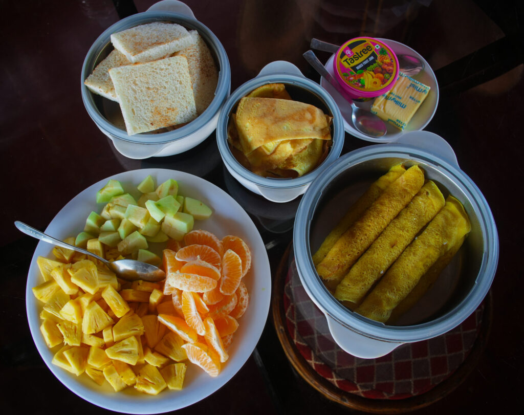 Breakfast on the traditional houseboat on Alleppey backwaters