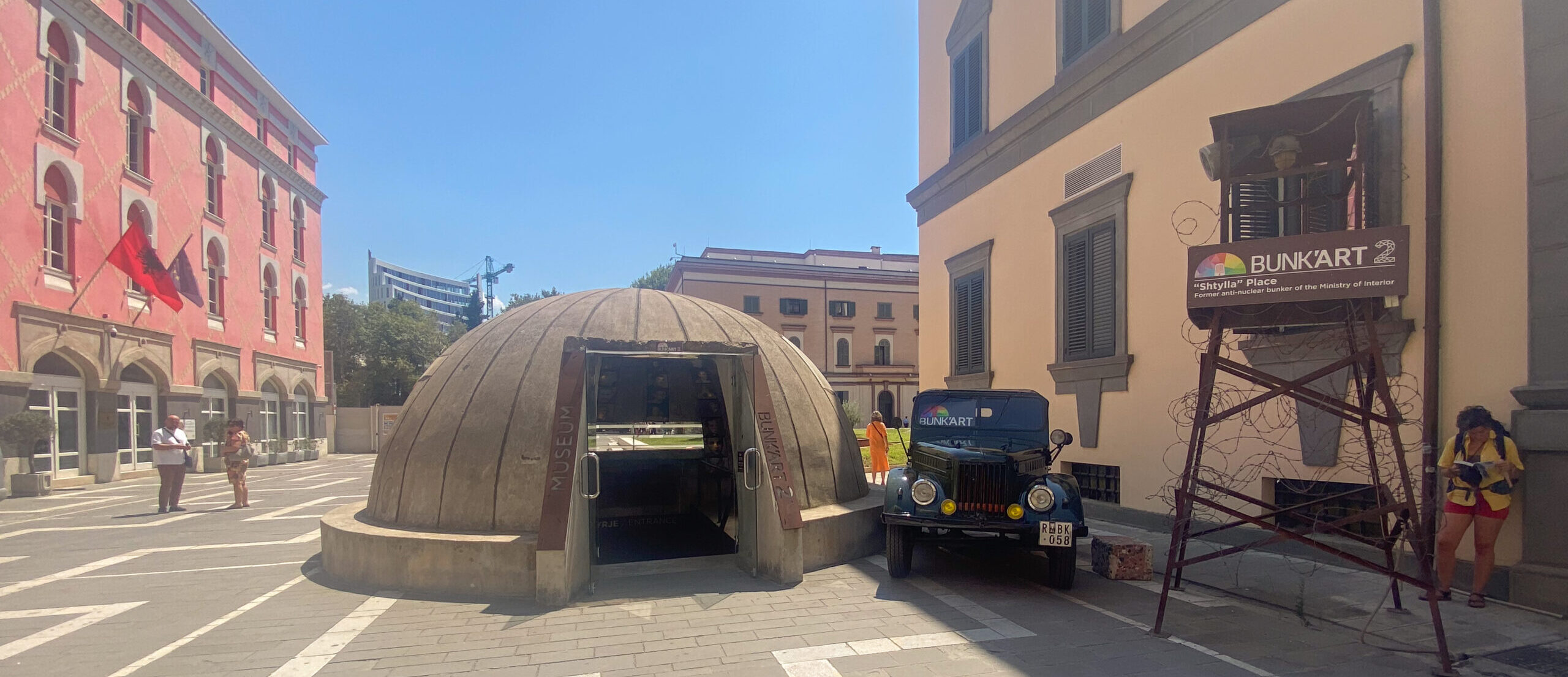 The entrance of one of the most important things to do in Tirana, Bunk'Art 2.