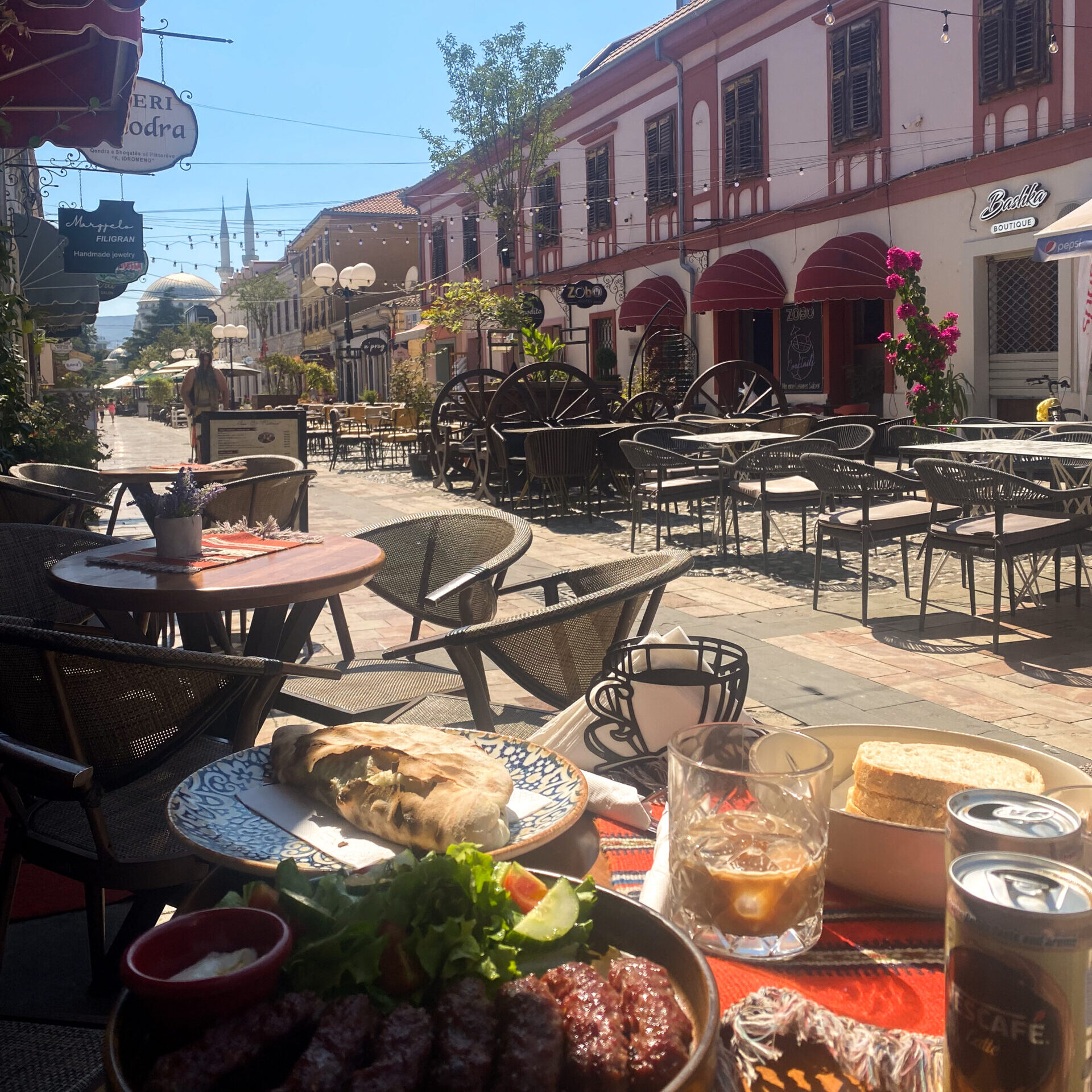 Lunch menu food on the stunning streets of Shkodra