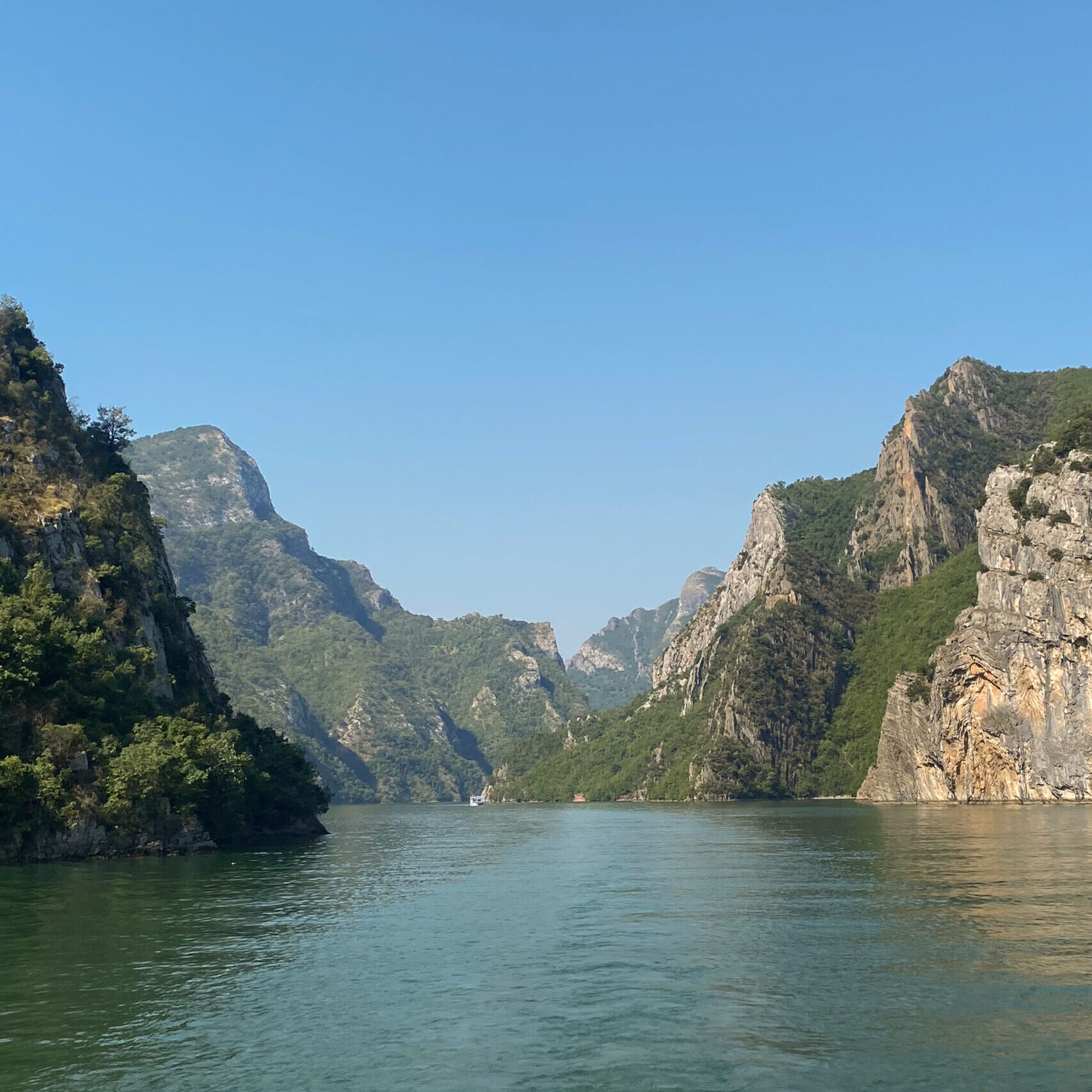 One of Albania's best nature spots, Komani Lake in Northern Albania.