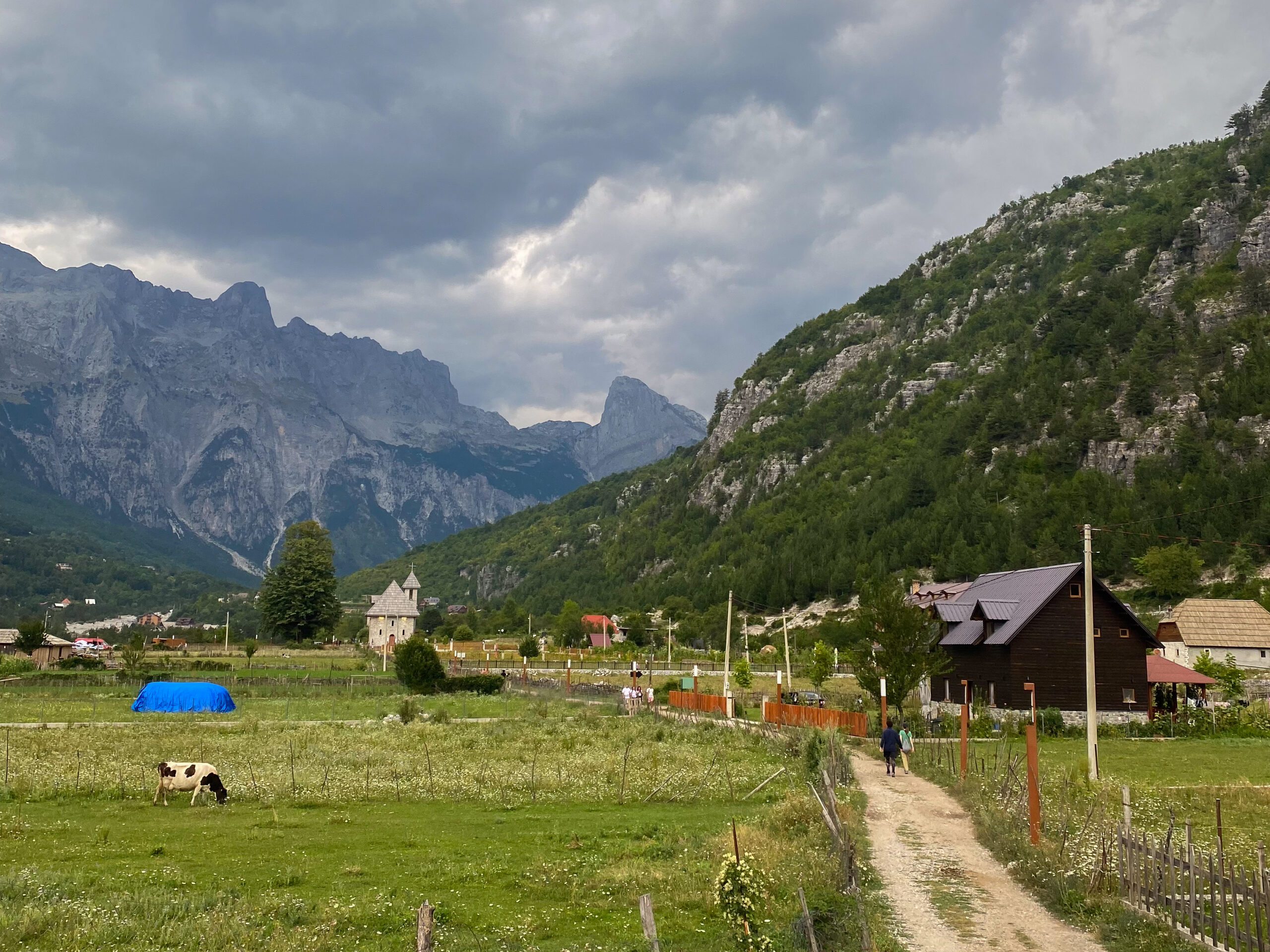 The gorgeous views from a guesthouse in Theth after the Valbona to Theth hike in the Albania Alps in the north of Albania