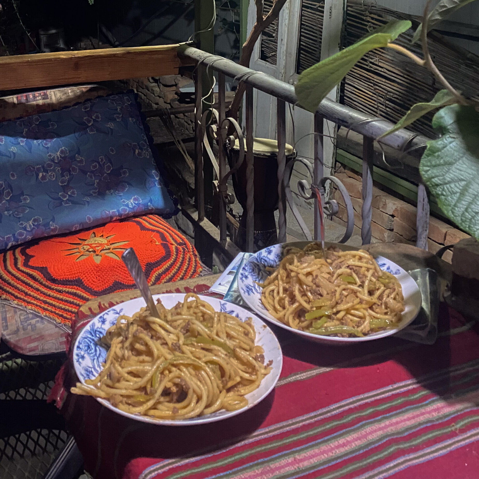 Hostel-made pasta for dinner
