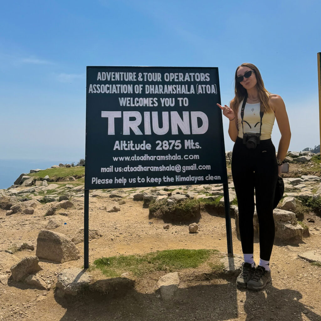 The signposting at the top of the mountain after the Triund Trek, India.