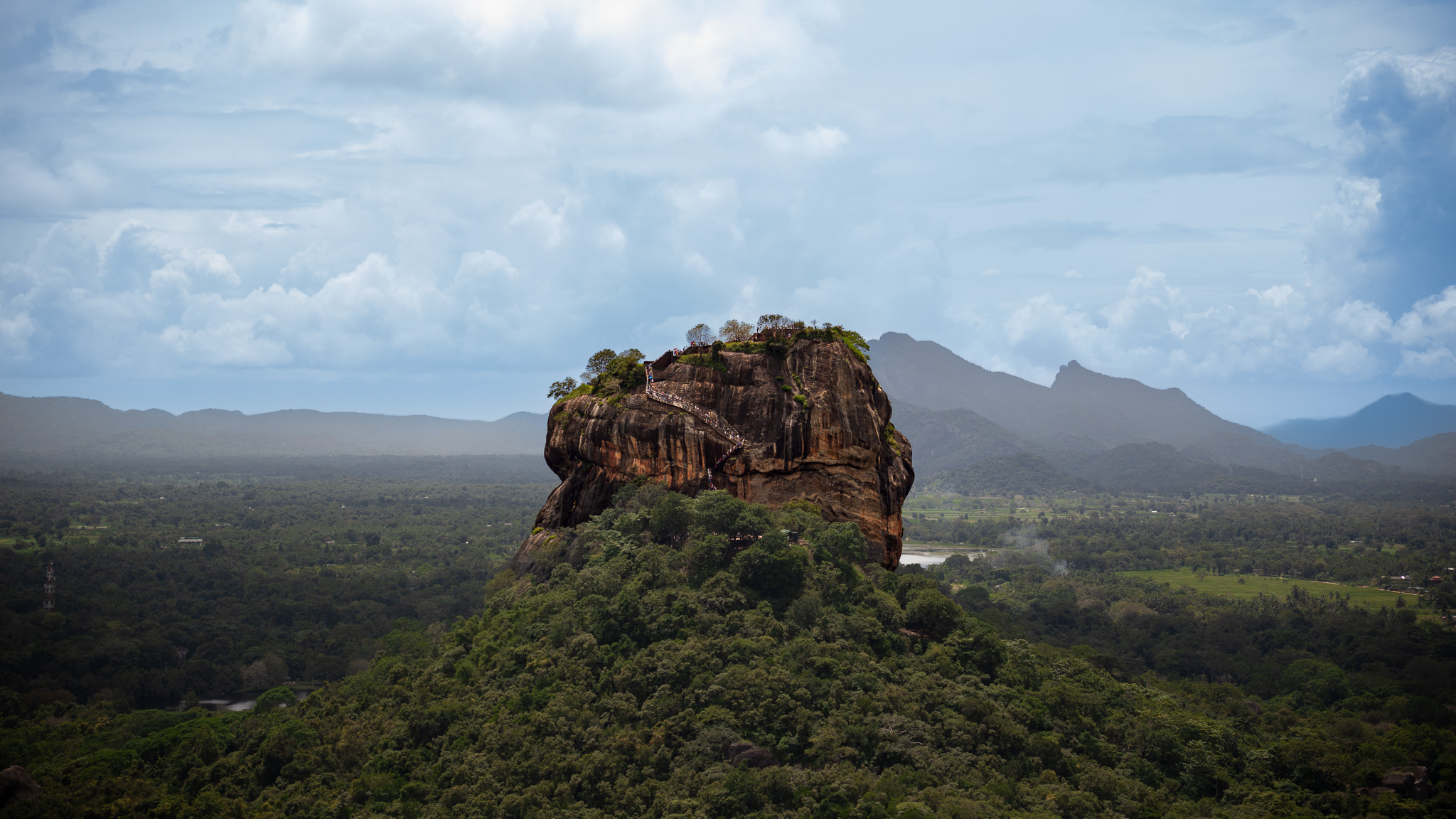 A view of the incredible Lions Rock in Sigiriya from nearby Pidurangala Rock