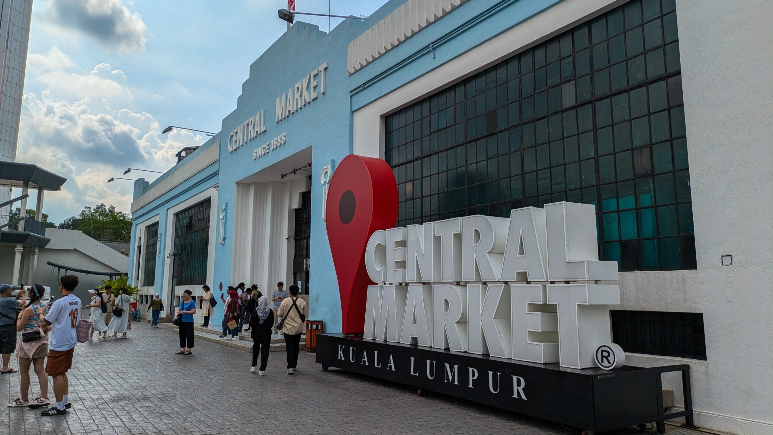 A pale blue building in Kuala Lumpur named the central market.
