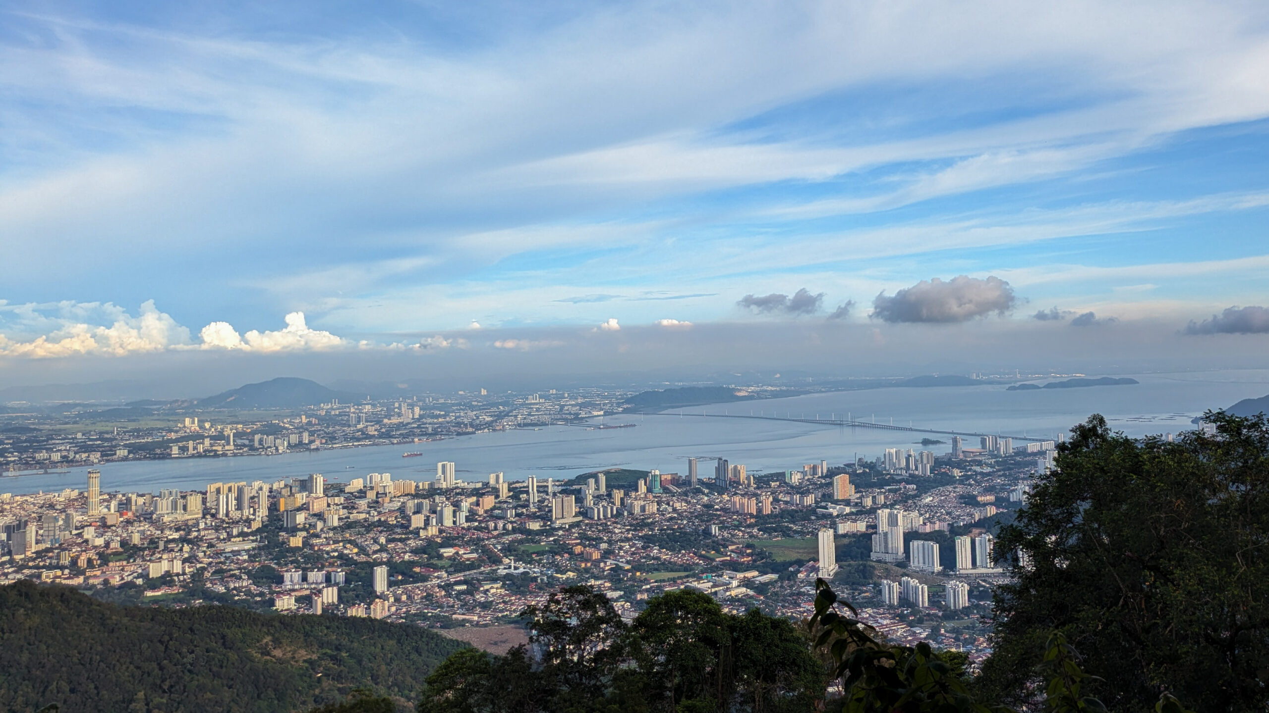 The impressive view of Penang, Georgetown on Penang Island from the hilltop