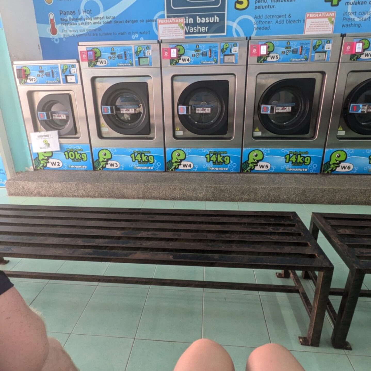 A dobi, local washing machine set up in Malaysia