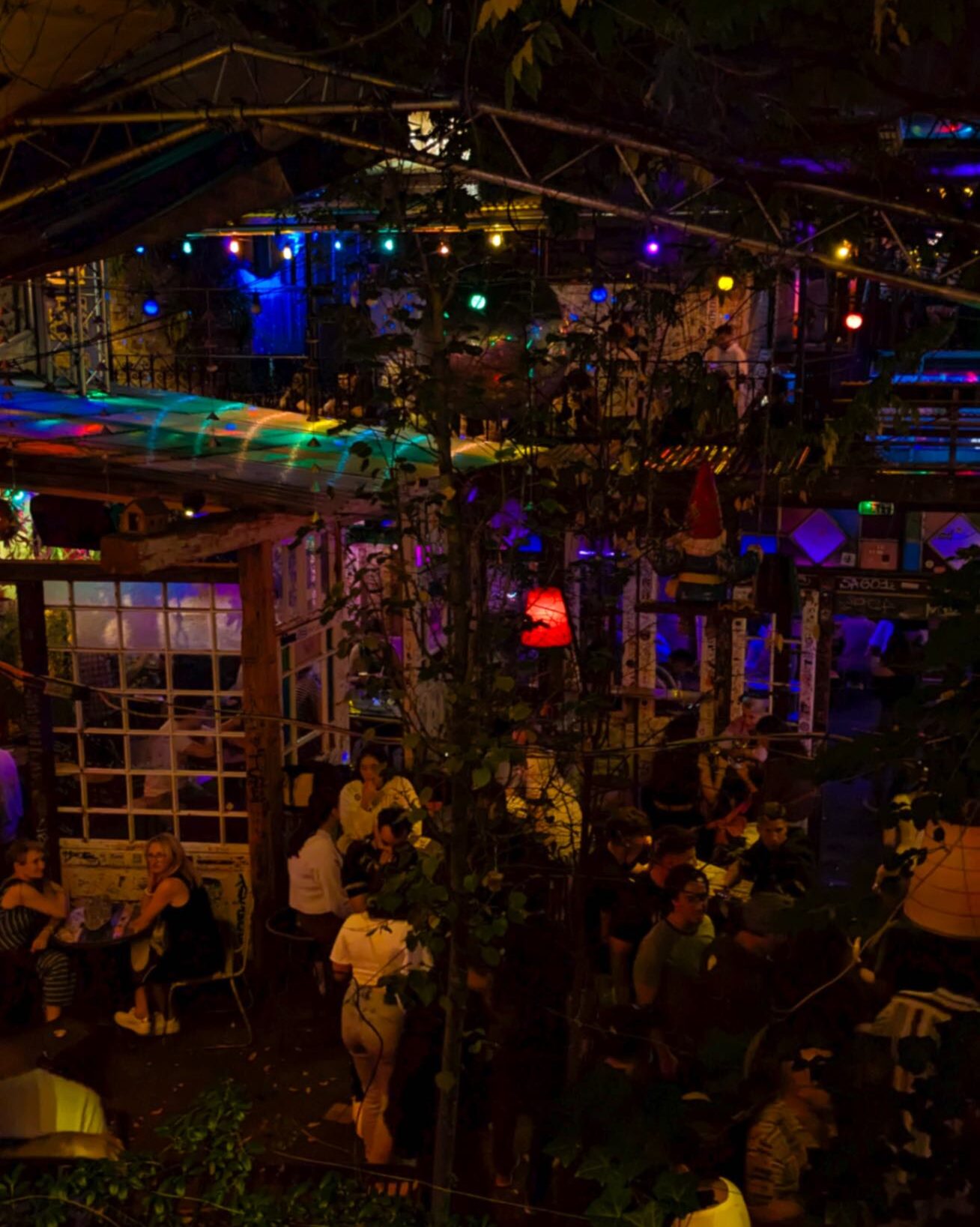 The dark and mysterious ruin bars late at night in Budapest, Hungary
