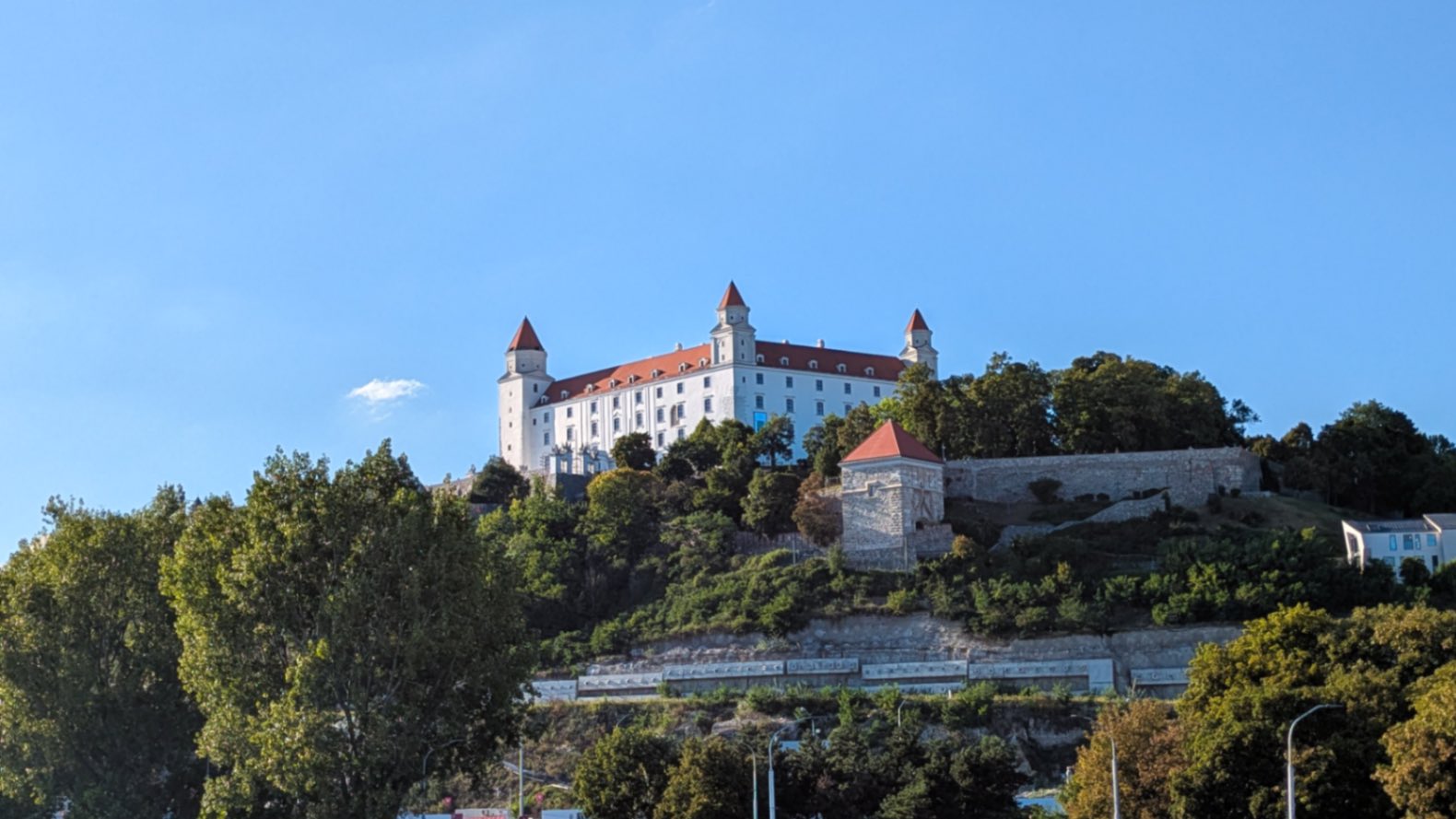 The impressive Bratislava Castle that sits high on a hill, a highlight for those visiting Bratislava as a day trip from Budapest