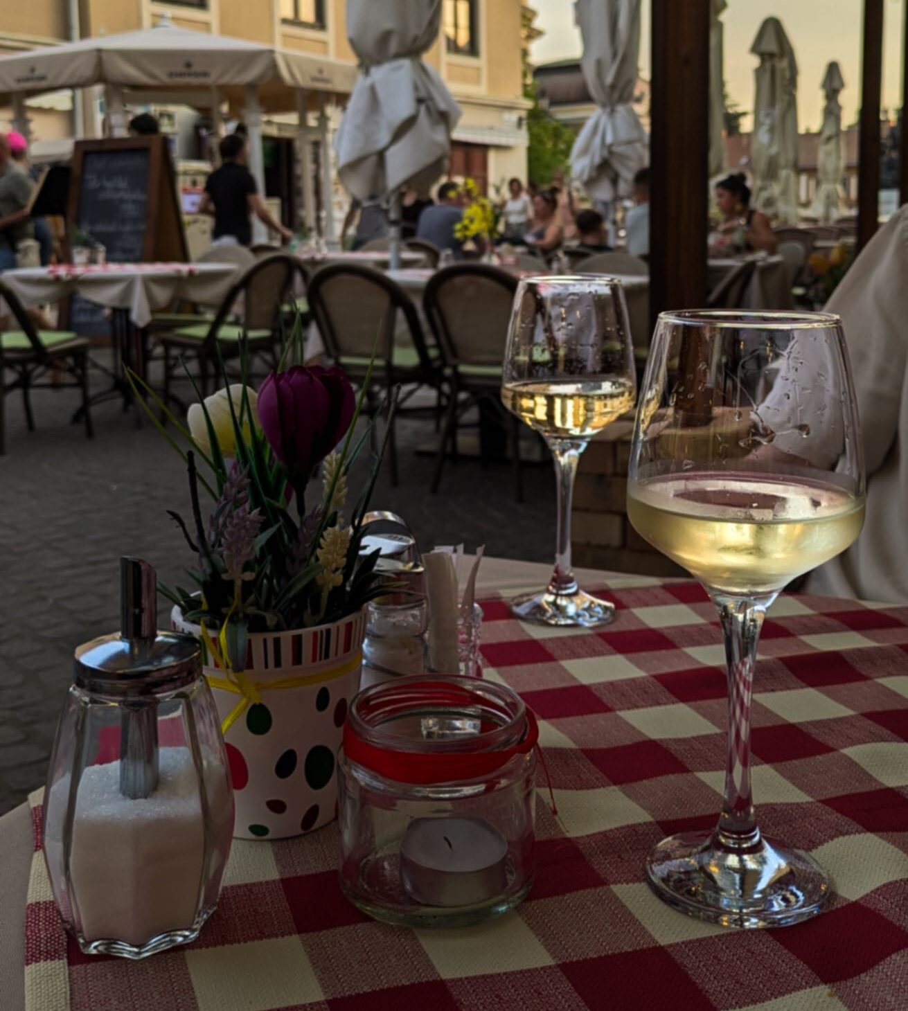 A glass of white wine in a Central European country
