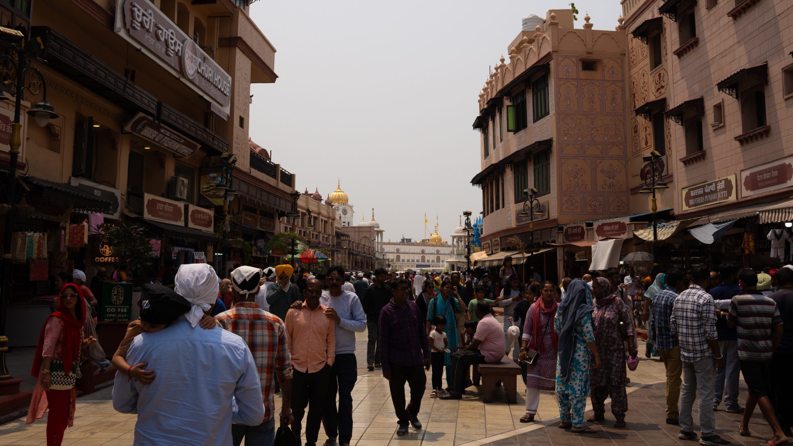 The heritage streets of Amritsar with a old, traditional buildings