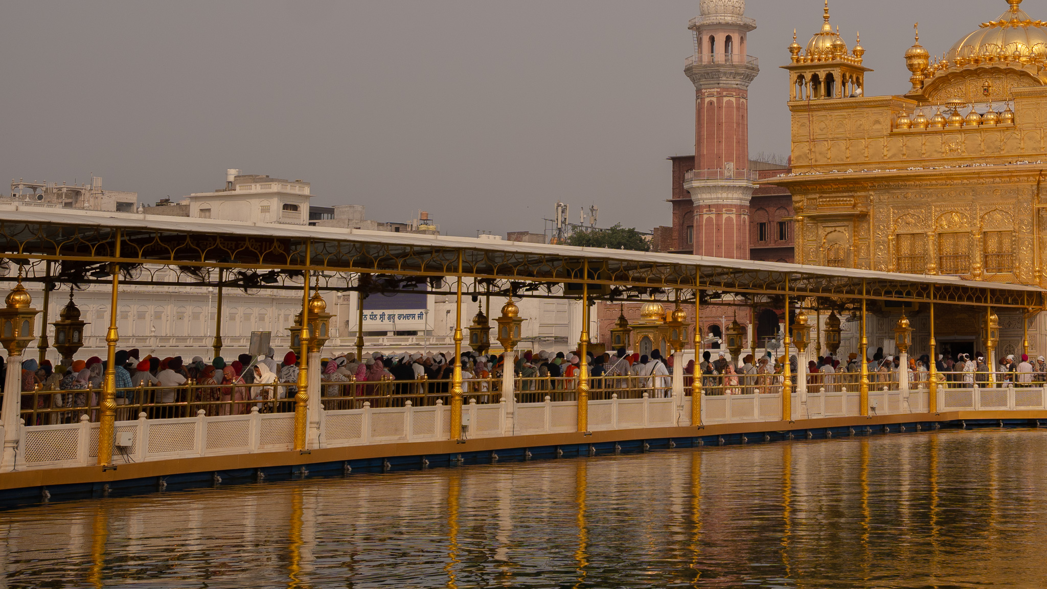 The queues of devotees trying to enter the inner part of the Golden Temple