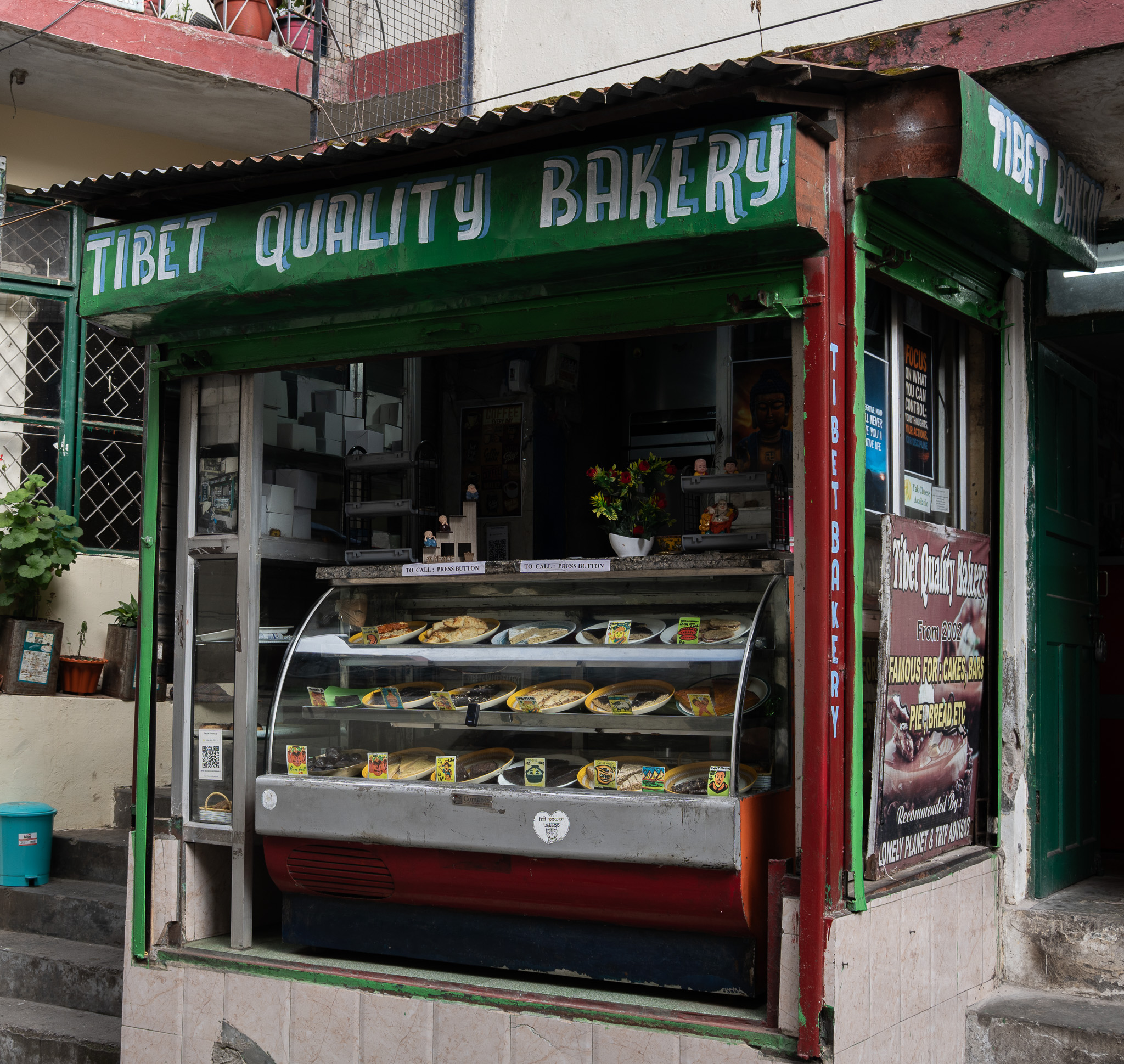 A small bakery stalls named Tibet Quality Bakery selling sweet treats