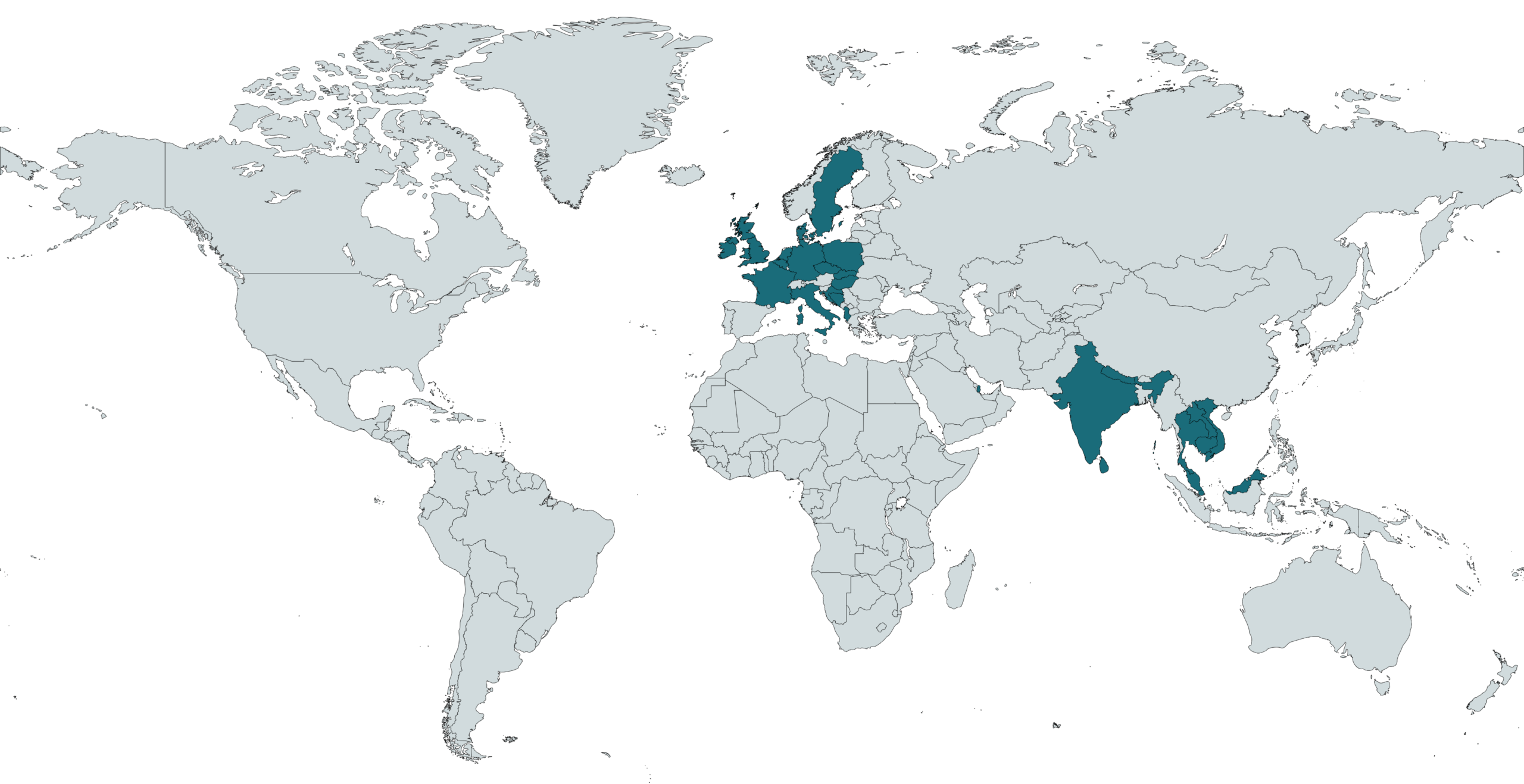 A map of the 26 countries I've visited so far!