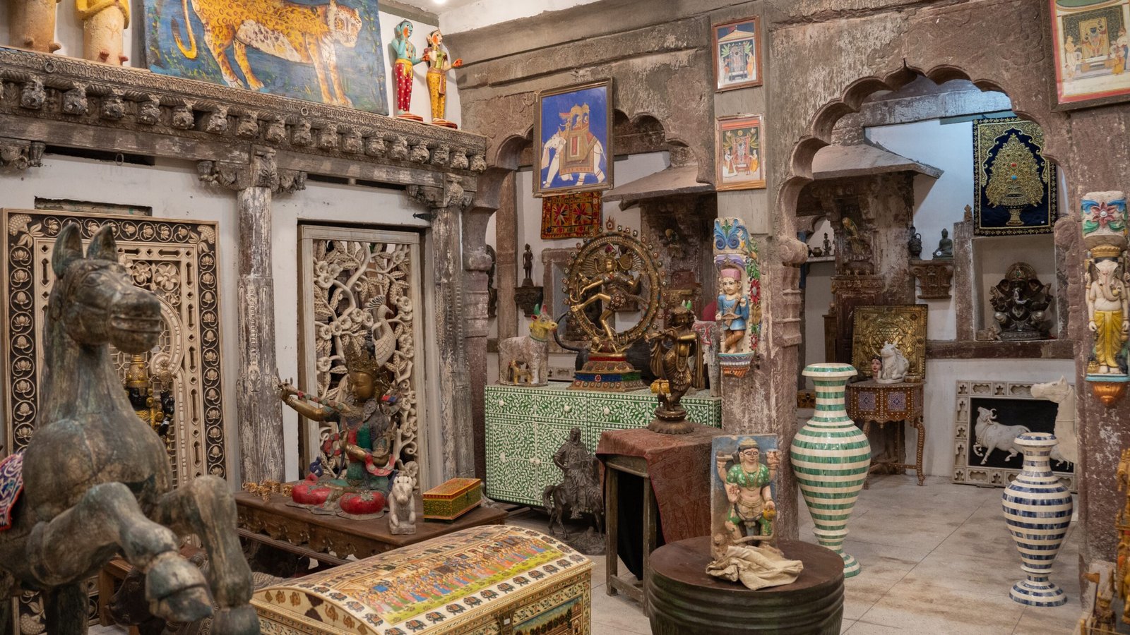 A room full of architecture and antiques in India