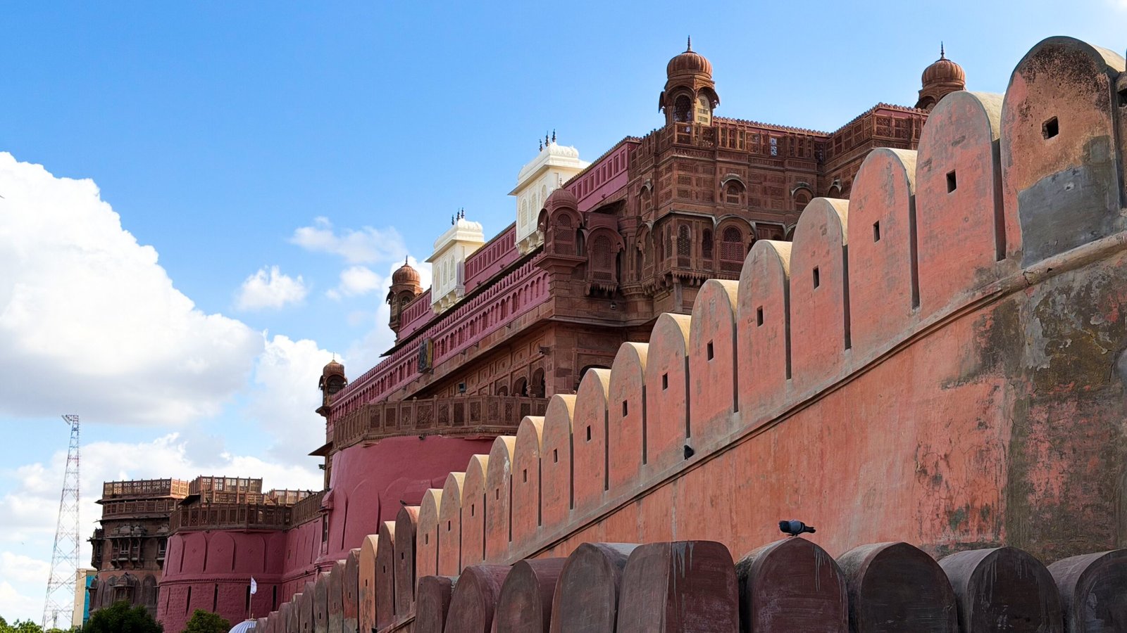 A pink fort with blue skies - a highlight of Bikaner