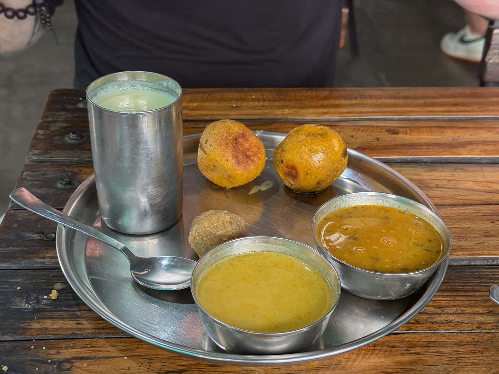 Dal Baati Churma served at a restaurant in Udaipur