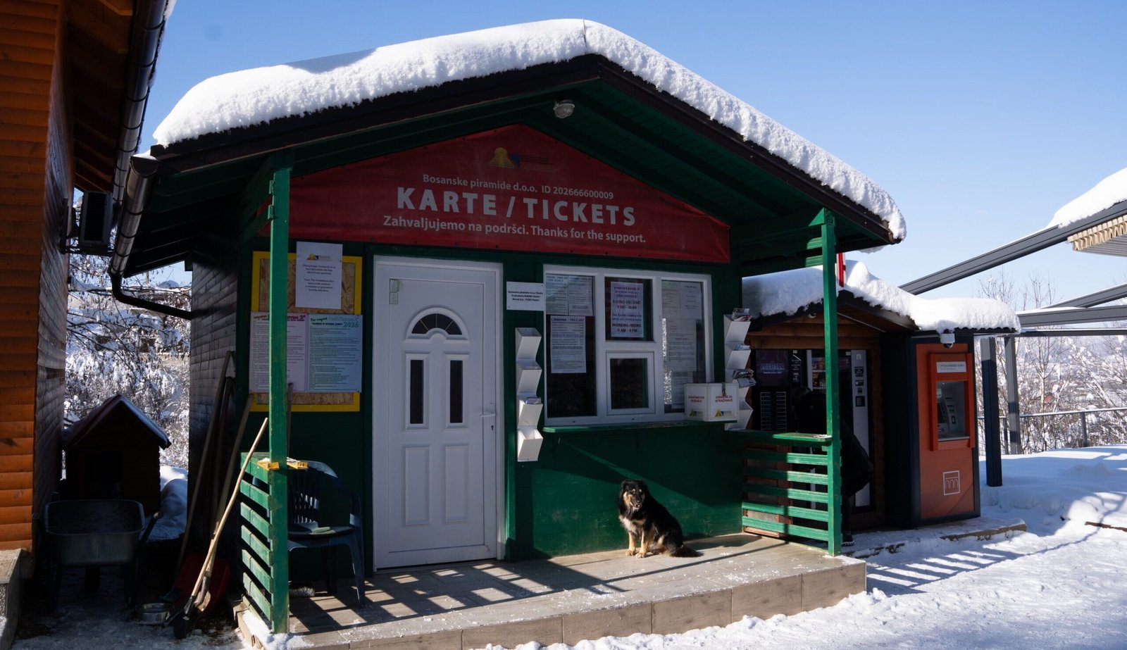 A building displaying ticket counter at the Bosnian Pyramids