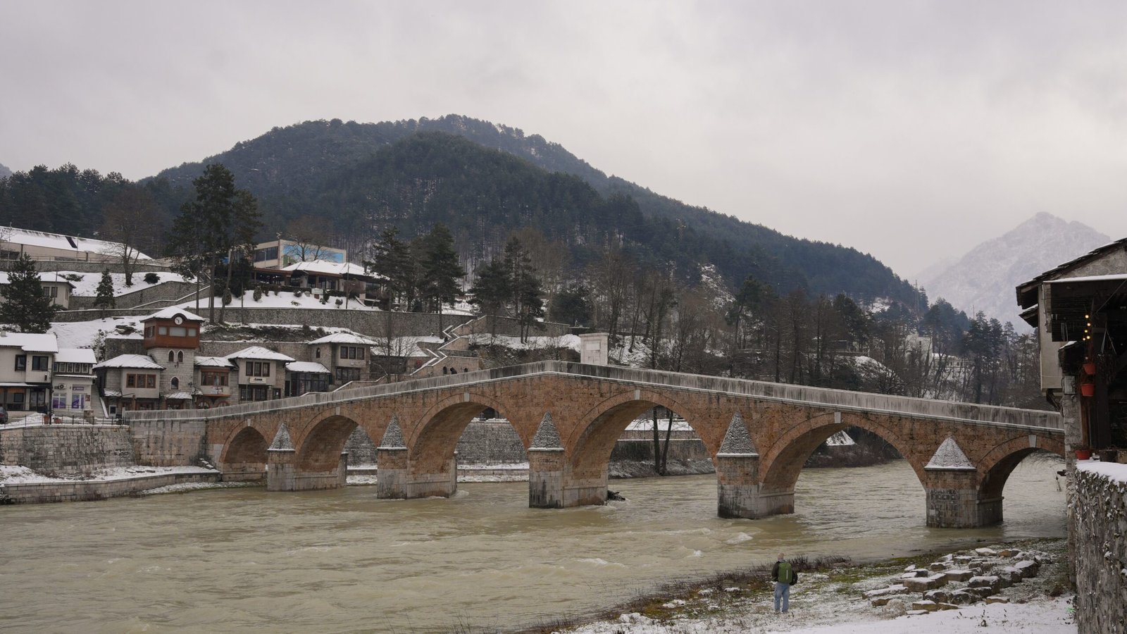 A gorgeous bridge over a bridge in an ottoman style town