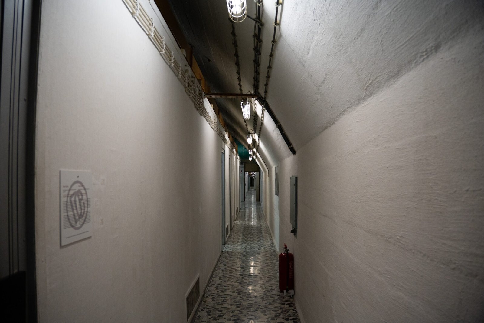 Narrow hallways inside Tito's Bunker which give access to living quarters