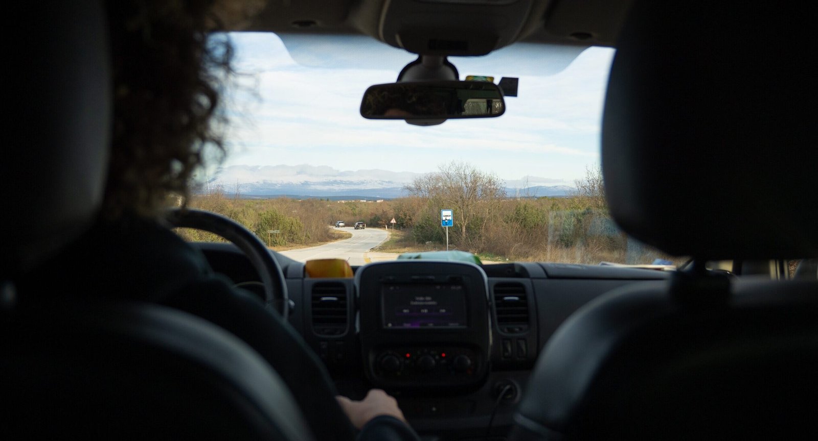 A lookout from the back of a vehicle into the front