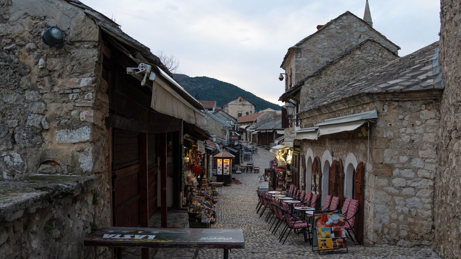 Historic streets of Mostar, completely empty